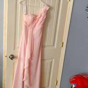 David's Bridal Women's long formal gown, petal pink, size 6, off /shoulder, NWT